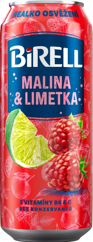 Nealkoholické pivo Birell, malina a limetka